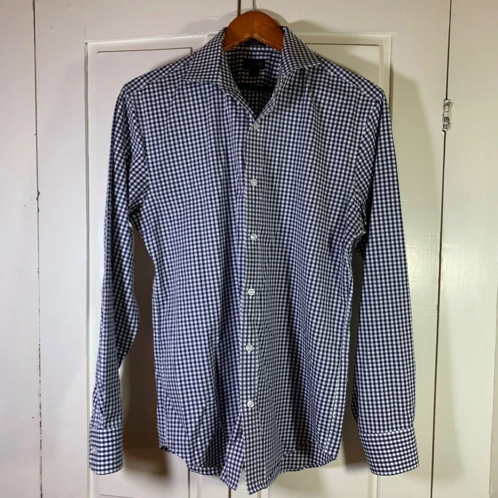J. Crew Slim Fit Button Down Shirt Mens‎ Medium Gingham Check Long Sleeve Preppy